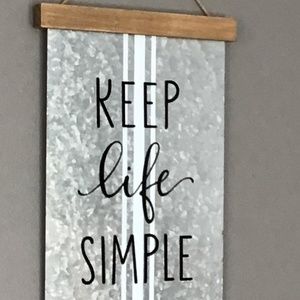 Keep Life Simple Decorative Wood & Metal Wall Decor (New)